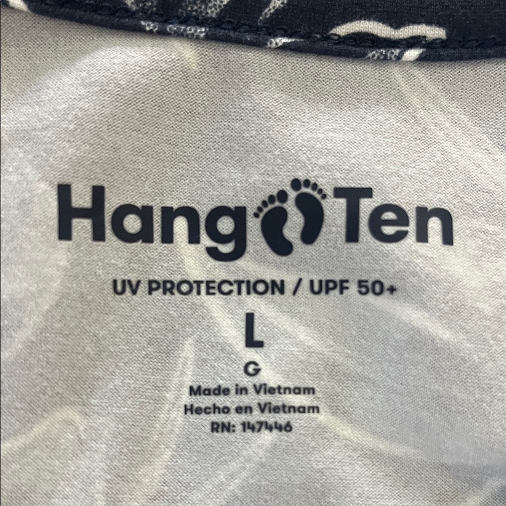 Hang Ten Solara Floral Long Sleeve Crewneck UPF 50+ Sun Tee Navy Large - Picture 4 of 8
